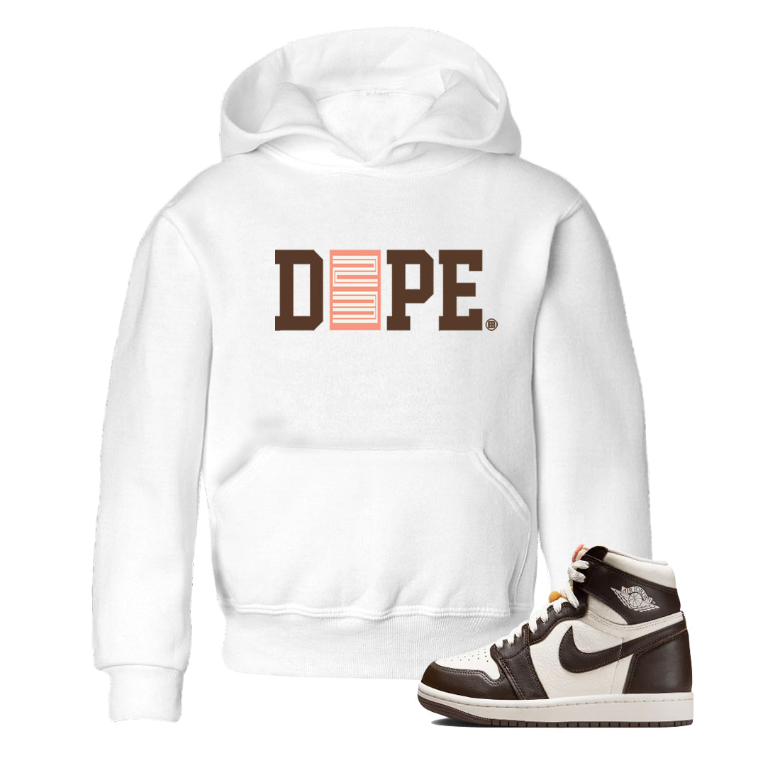 Sneaker match tees – Sneaker Tees To Match Air Jordan 1 Baroque Brown Shoes – Dope 23 Kids T-Shirt White 1