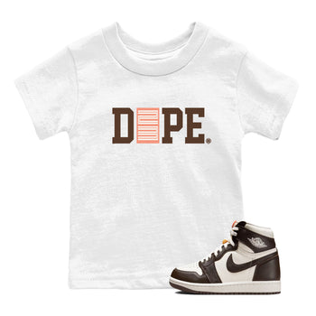 Sneaker match tees – Sneaker Tees To Match Air Jordan 1 Baroque Brown Shoes – Dope 23 Kids T-Shirt White 1