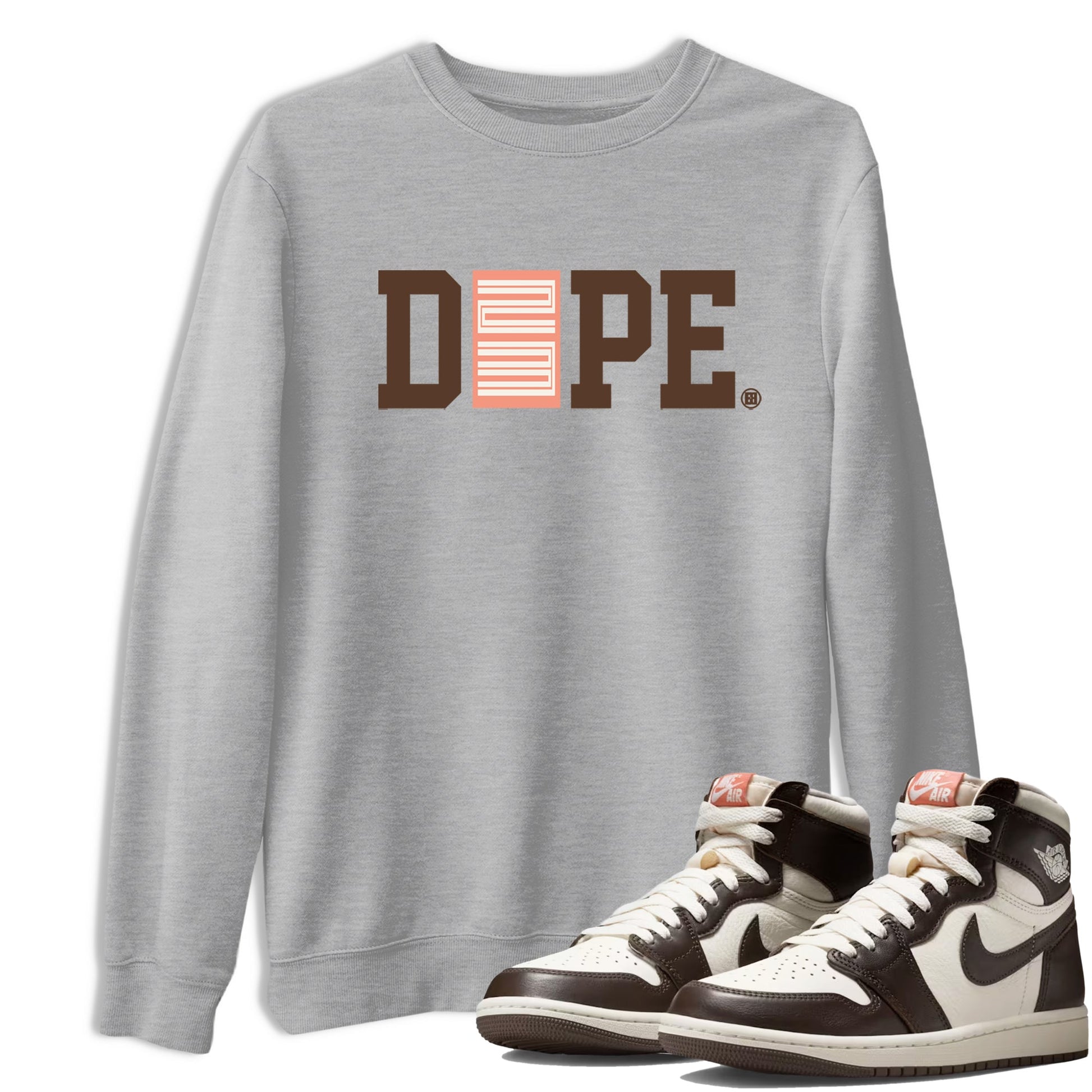 Sneaker match tees – Sneaker Tees To Match Air Jordan 1 Baroque Brown Shoes – Dope 23 Tee Heather Grey 1