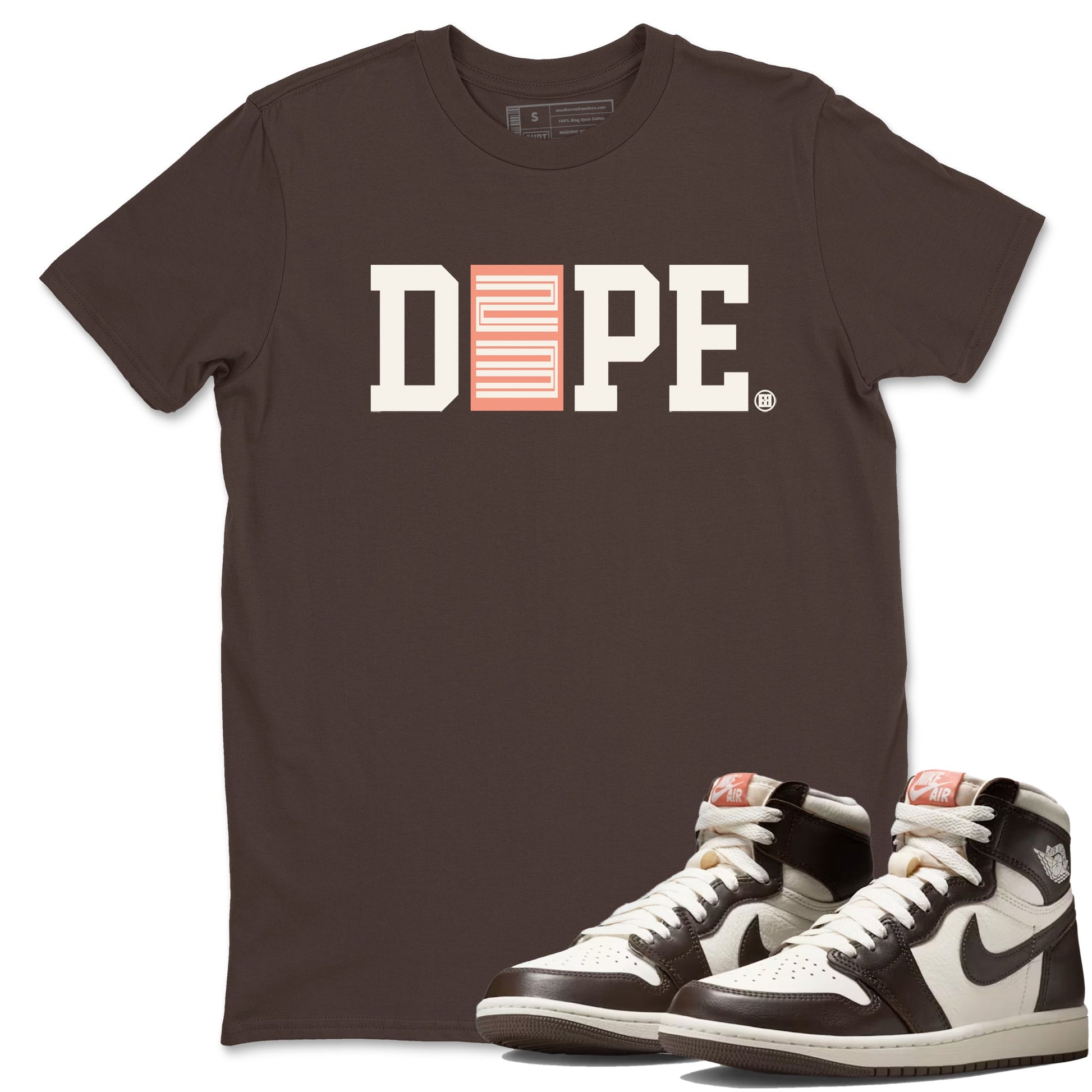 Sneaker match tees – Sneaker Tees To Match Air Jordan 1 Baroque Brown Shoes – Dope 23 Tee Dark Chocolate 1