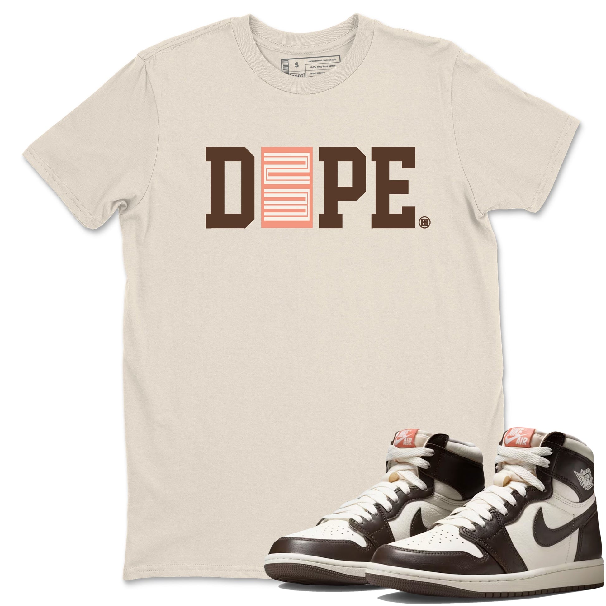 Sneaker match tees – Sneaker Tees To Match Air Jordan 1 Baroque Brown Shoes – Dope 23 Tee Natural 1