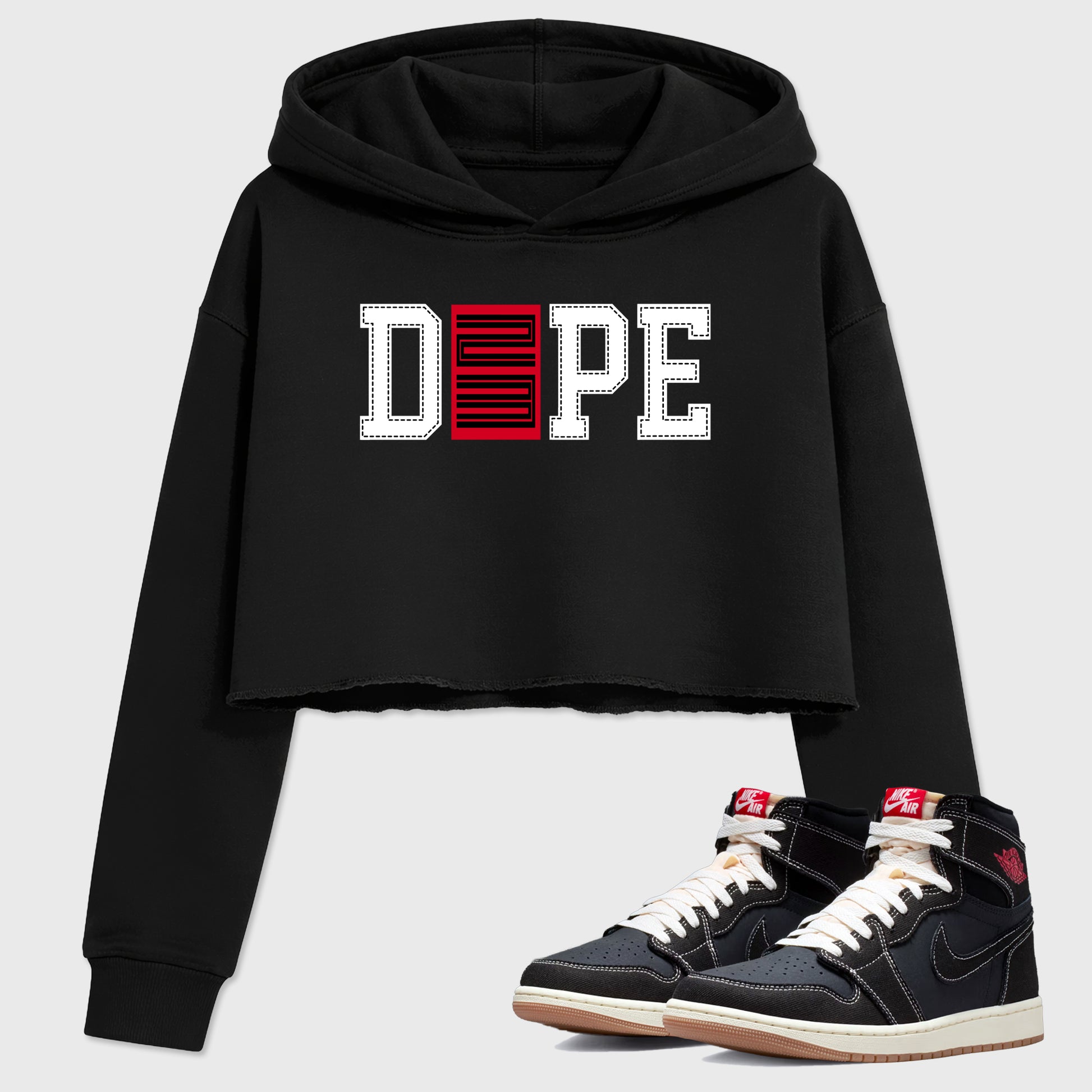 Sneaker match tees – Sneaker Tees To Match Air Jordan 1 Flight Club Shoes – Dope 23 Crop T-Shirt Black 1