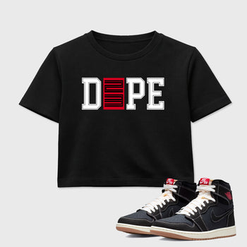 Sneaker match tees – Sneaker Tees To Match Air Jordan 1 Flight Club Shoes – Dope 23 Crop T-Shirt Black 1