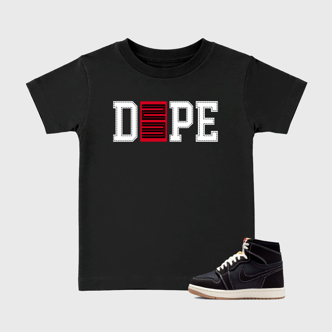Sneaker match tees – Sneaker Tees To Match Air Jordan 1 Flight Club Shoes – Dope 23 Kids T-Shirt Black 1