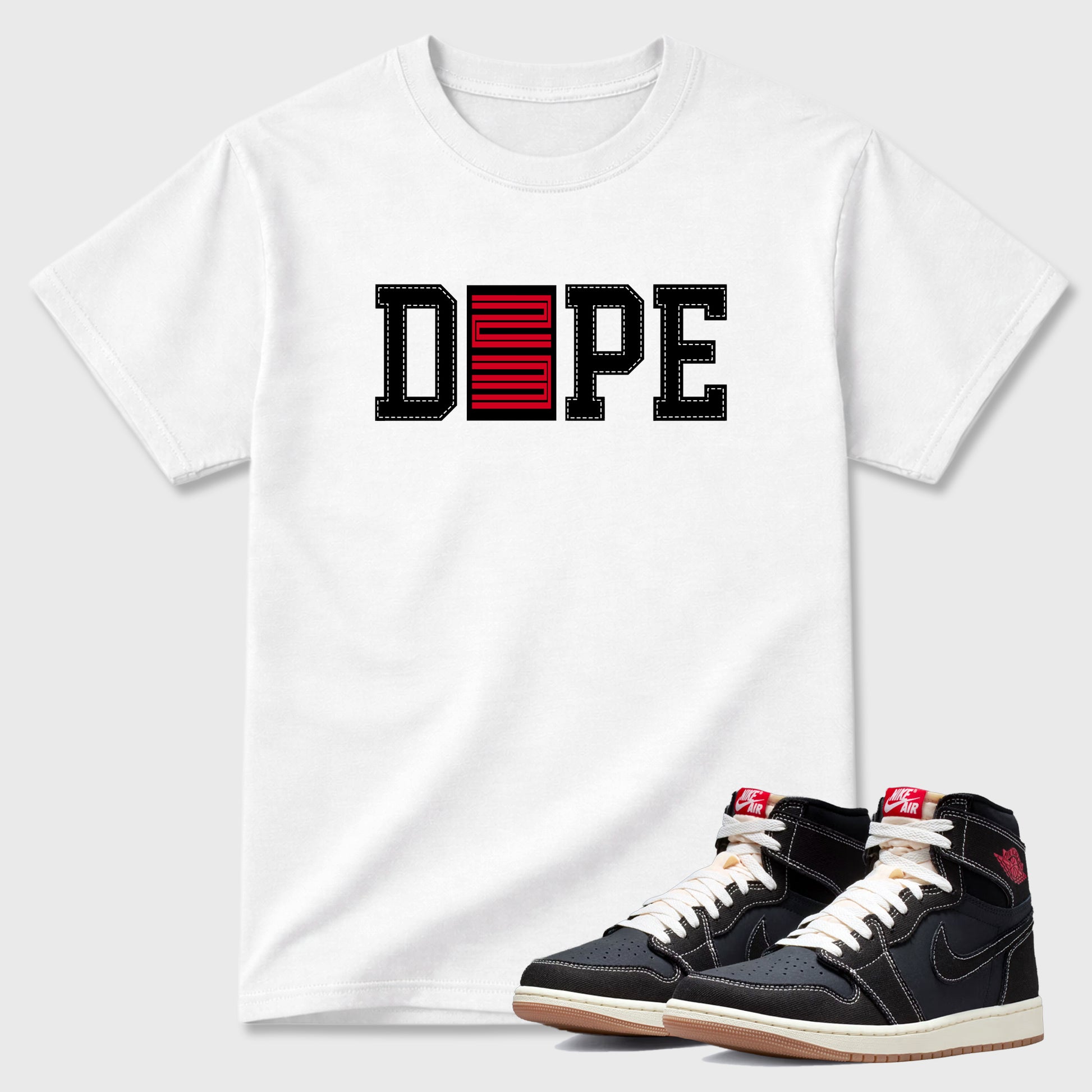 Sneaker match tees – Sneaker Tees To Match Air Jordan 1 Flight Club Shoes – Dope 23 Tee White 1