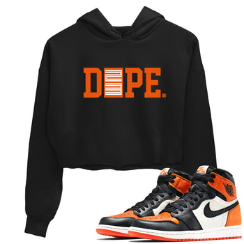 1s Orange Sneaker match tees – Sneaker Tees To Match Jordan 1 Retro Shattered Backboard Shoes – Dope 23 Crop T-Shirt Black 1