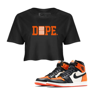 1s Orange Sneaker match tees – Sneaker Tees To Match Jordan 1 Retro Shattered Backboard Shoes – Dope 23 Crop T-Shirt Black 1