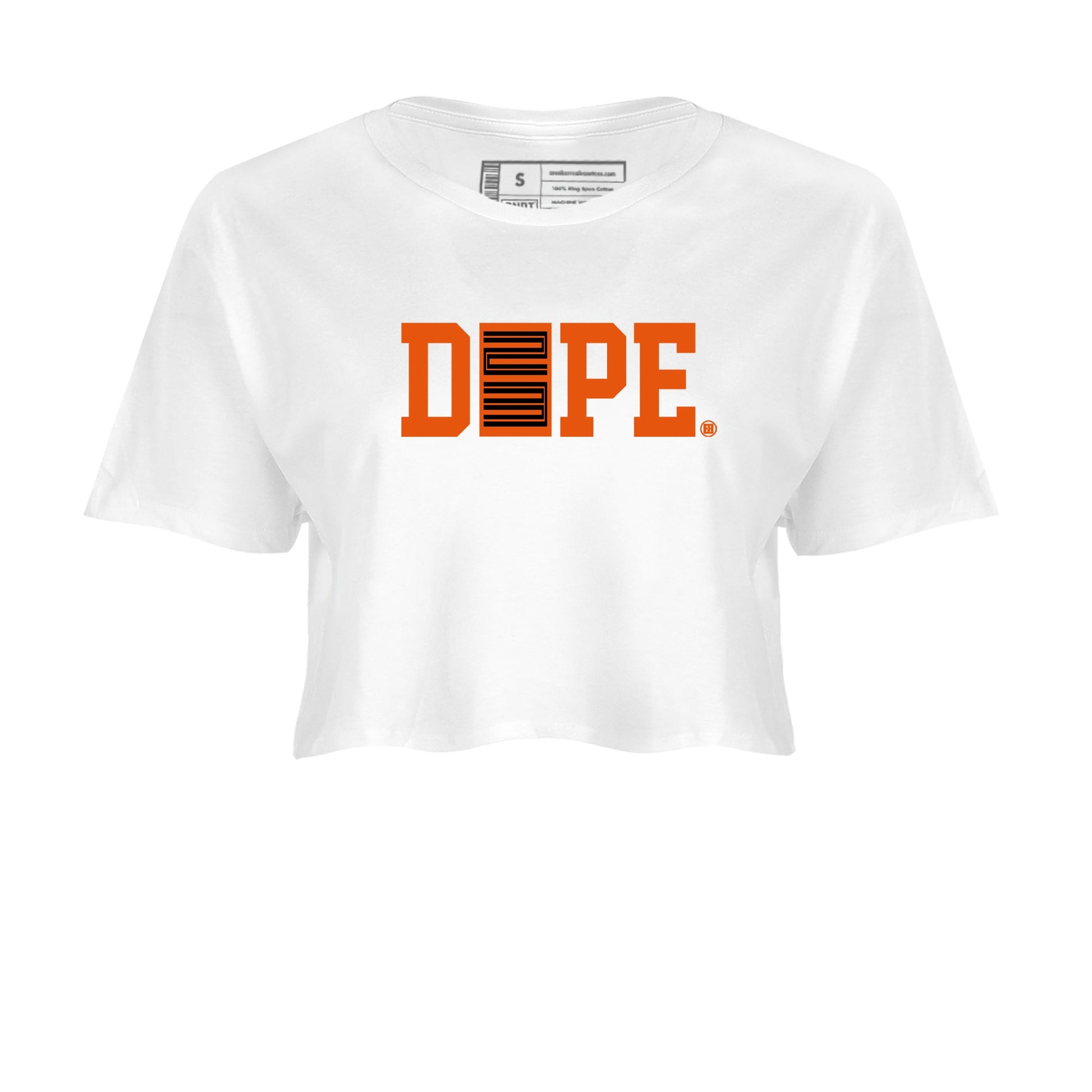 1s Orange Sneaker match tees – Sneaker Tees To Match Jordan 1 Retro Shattered Backboard Shoes – Dope 23 Crop T-Shirt White 2