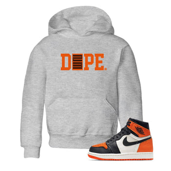 1s Orange Sneaker match tees – Sneaker Tees To Match Jordan 1 Retro Shattered Backboard Shoes – Dope 23 Kids T-Shirt Heather Grey 1