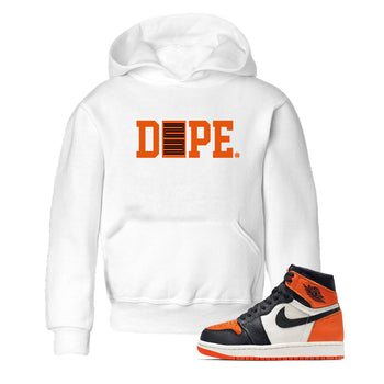 1s Orange Sneaker match tees – Sneaker Tees To Match Jordan 1 Retro Shattered Backboard Shoes – Dope 23 Kids T-Shirt White 1