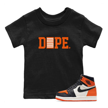 1s Orange Sneaker match tees – Sneaker Tees To Match Jordan 1 Retro Shattered Backboard Shoes – Dope 23 Kids T-Shirt Black 1