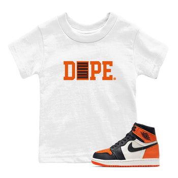 1s Orange Sneaker match tees – Sneaker Tees To Match Jordan 1 Retro Shattered Backboard Shoes – Dope 23 Kids T-Shirt White 1