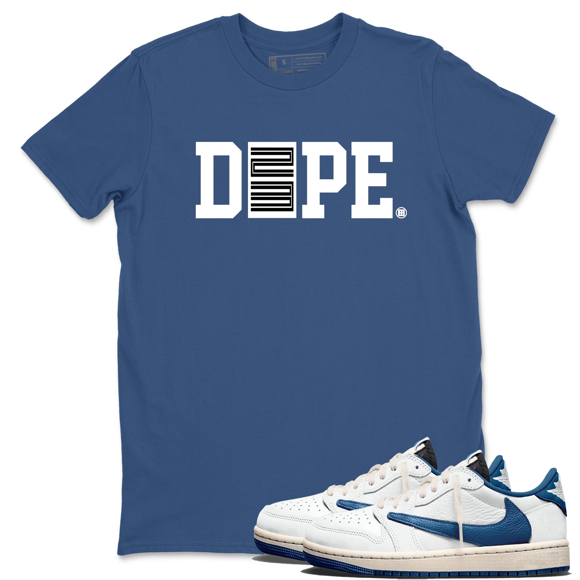 Sneaker match tees – Streetwear Graphic Tees Air Jordan 1 Travis Scott Fragment Sneakers – Dope 23 Graphic Tee Denim Blue 1