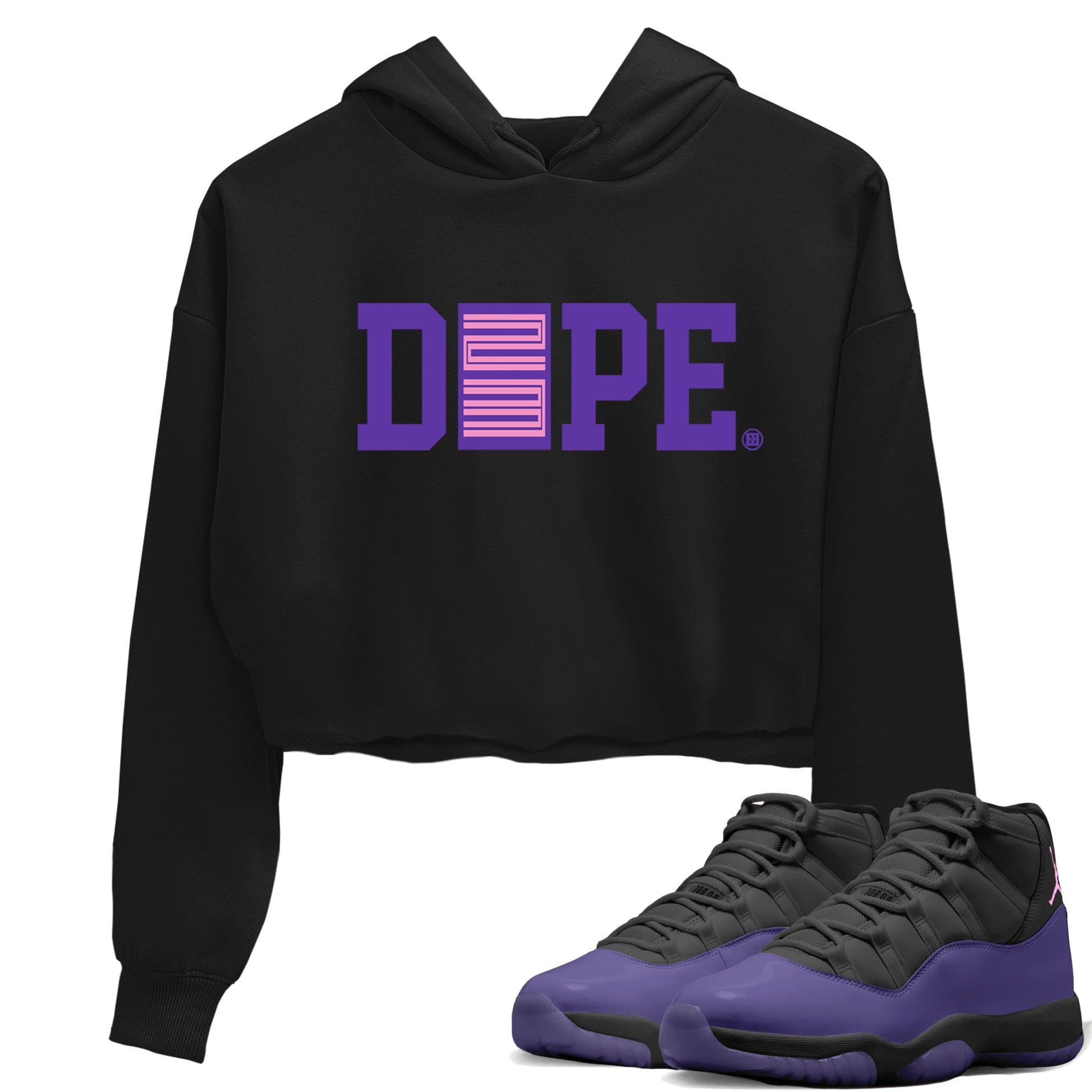 Sneaker match tees – Sneaker Tees To Match Air Jordan 11 Canyon Purple Shoes – Dope 23 Crop T-Shirt Black 1