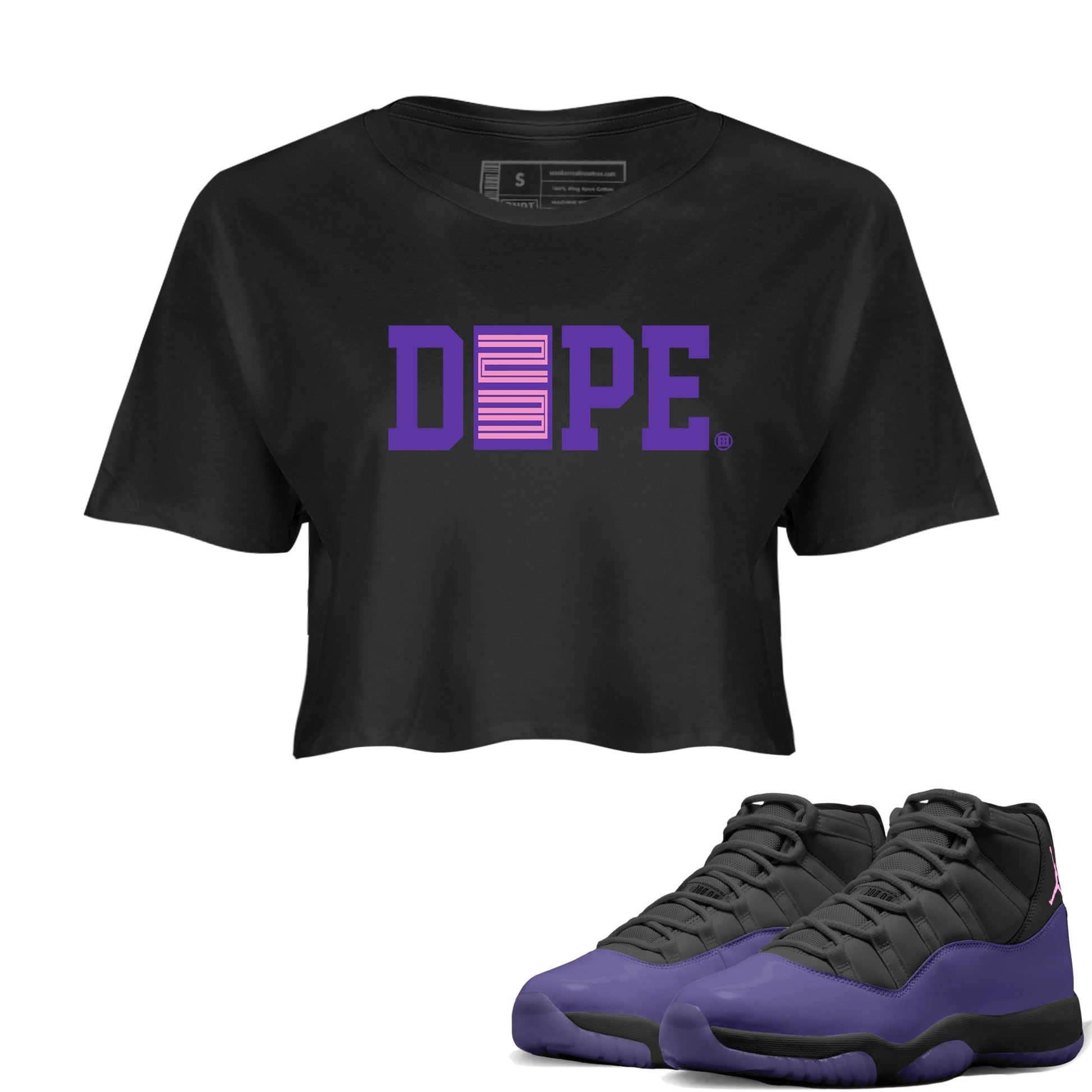 Sneaker match tees – Sneaker Tees To Match Air Jordan 11 Canyon Purple Shoes – Dope 23 Crop T-Shirt Black 1
