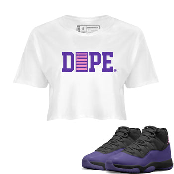 Sneaker match tees – Sneaker Tees To Match Air Jordan 11 Canyon Purple Shoes – Dope 23 Crop T-Shirt White 1