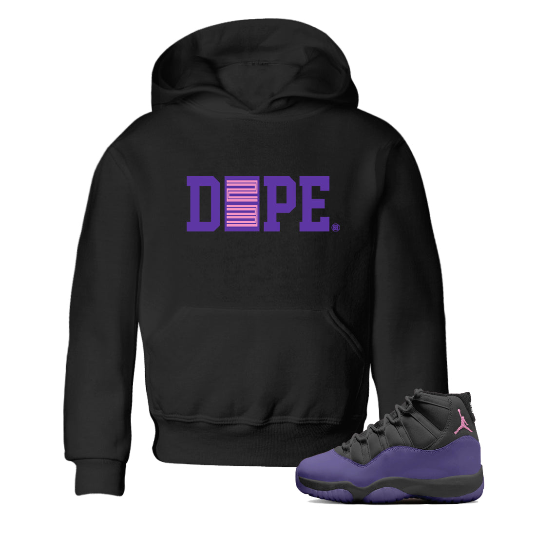 Sneaker match tees – Sneaker Tees To Match Air Jordan 11 Canyon Purple Shoes – Dope 23 Kids T-Shirt Black 1