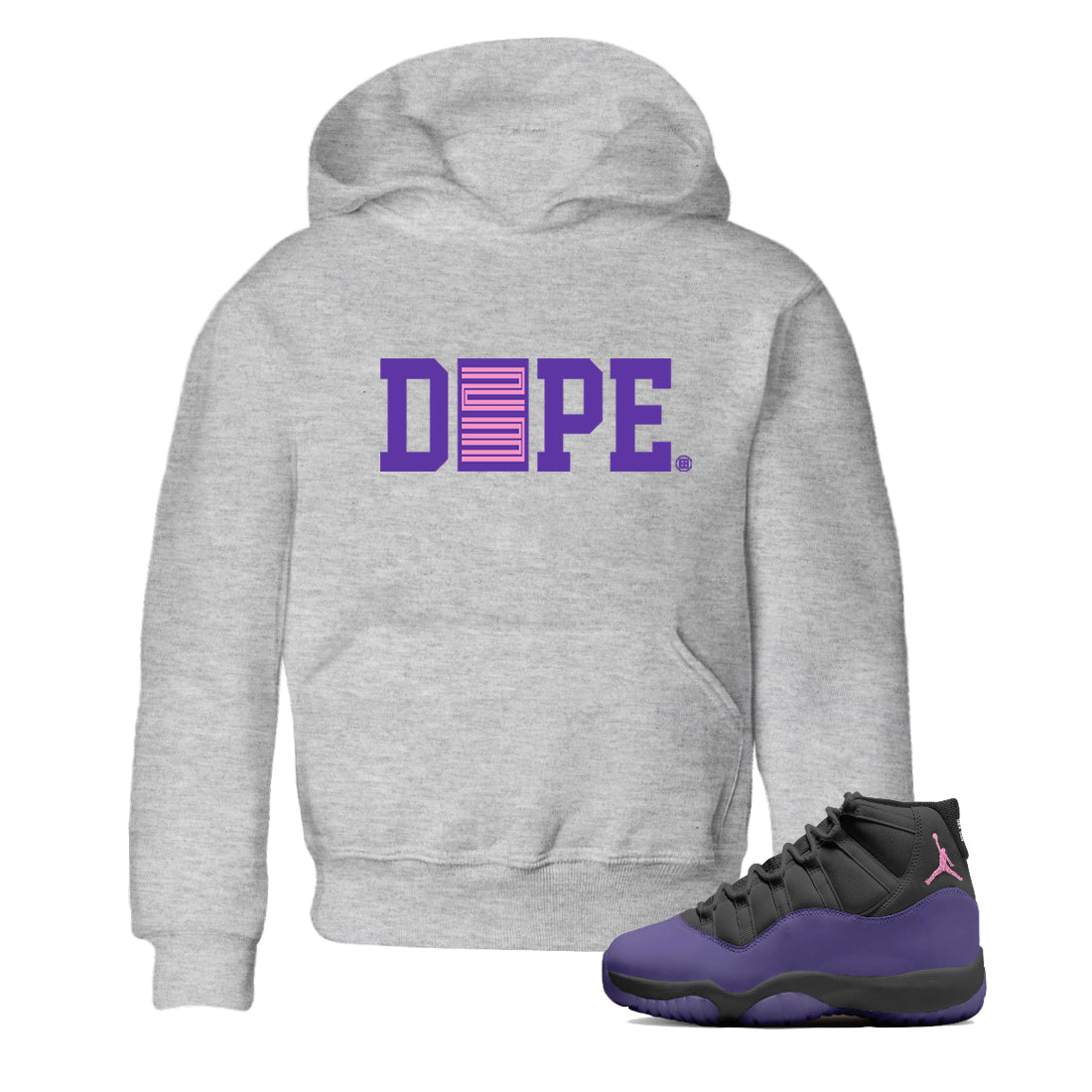 Sneaker match tees – Sneaker Tees To Match Air Jordan 11 Canyon Purple Shoes – Dope 23 Kids T-Shirt Heather Grey 1