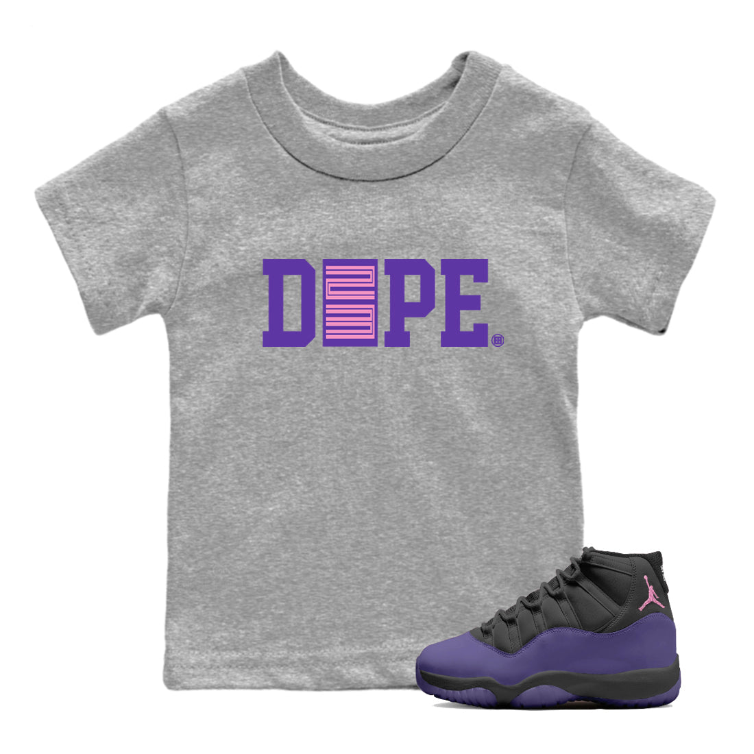 Sneaker match tees – Sneaker Tees To Match Air Jordan 11 Canyon Purple Shoes – Dope 23 Kids T-Shirt Heather Grey 1