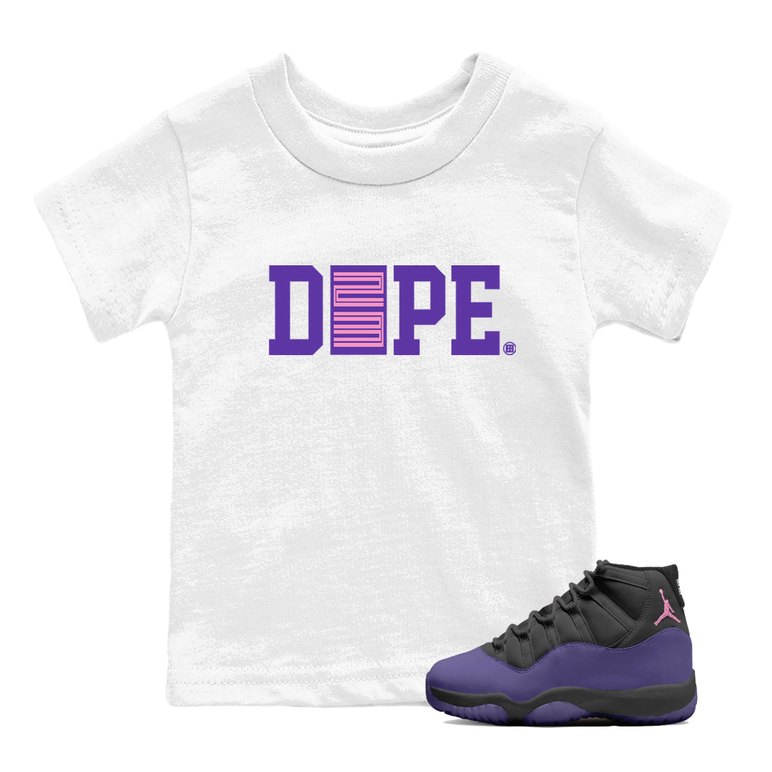 Sneaker match tees – Sneaker Tees To Match Air Jordan 11 Canyon Purple Shoes – Dope 23 Kids T-Shirt White 1