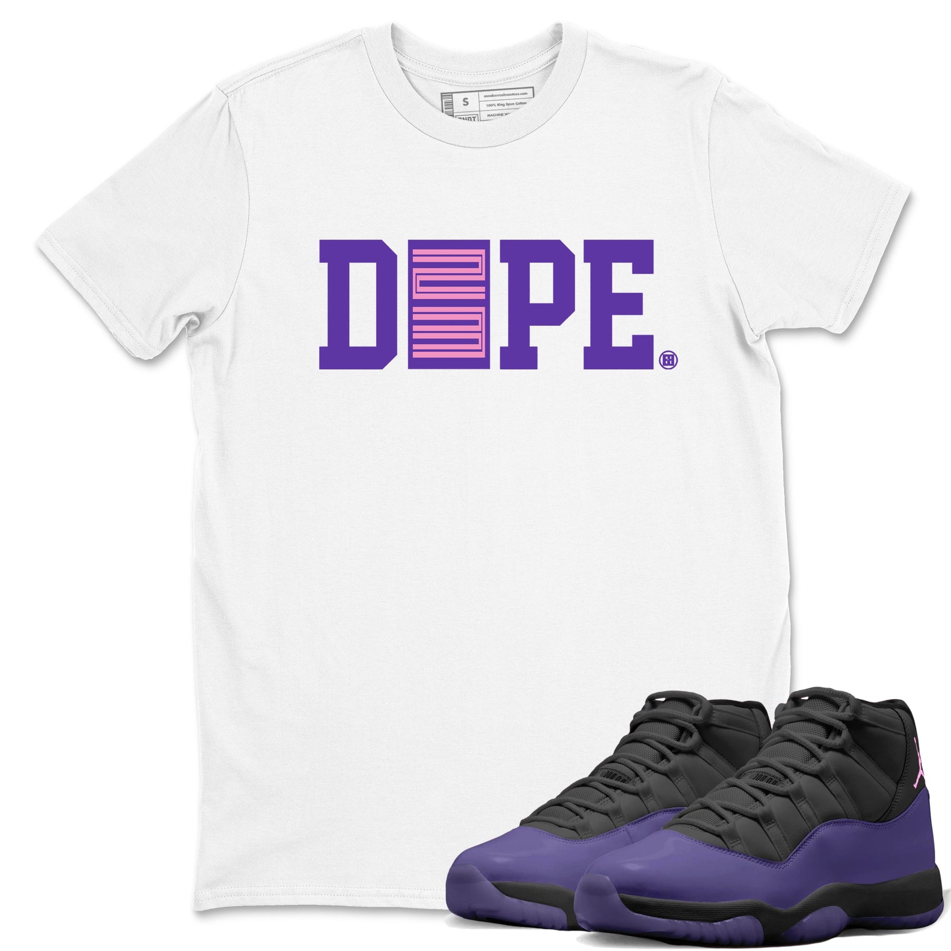 Sneaker match tees – Sneaker Tees To Match Air Jordan 11 Canyon Purple Shoes – Dope 23 Tee White 1