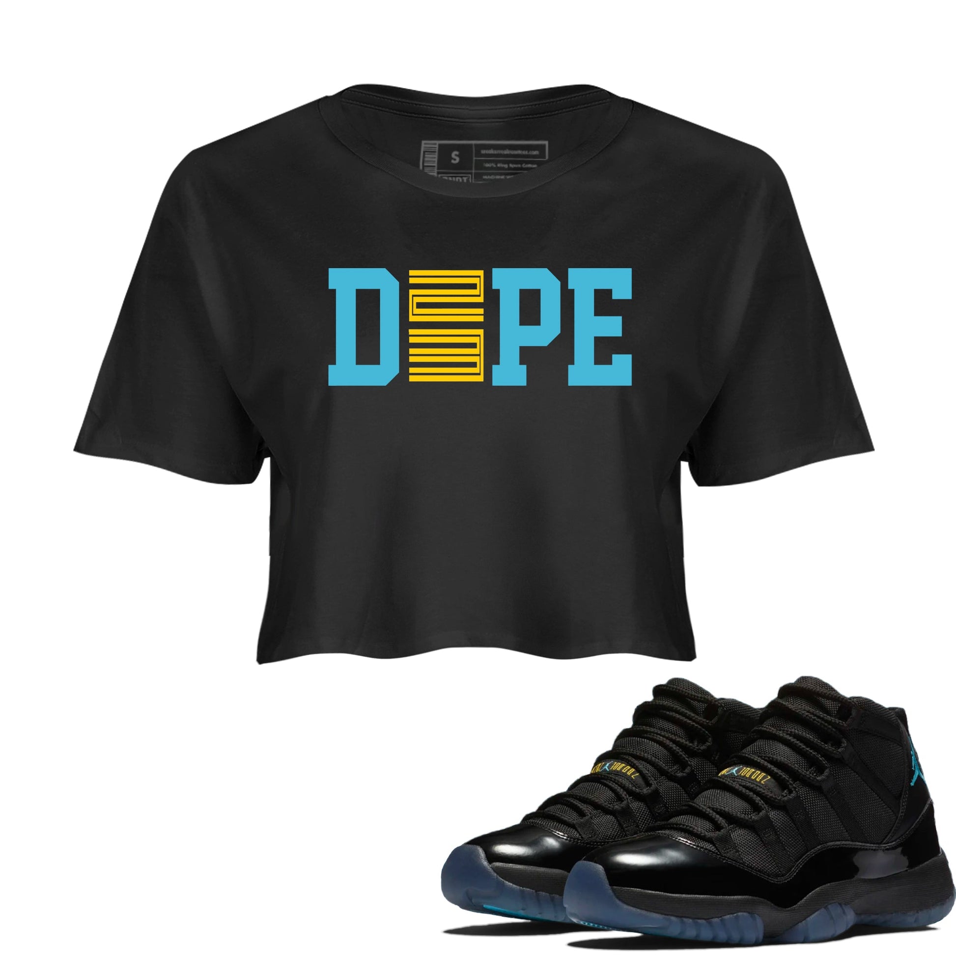 Sneaker match tees – Sneaker Tees To Match Air Jordan 11 Gamma Shoes – Dope 23 Crop T-Shirt Black 1