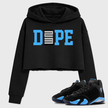Sneaker outfits graphic tee – Sneaker Tees To Match Air Jordan 14 University Blue Sneakers – Dope 23 Crop T-Shirt Black 1