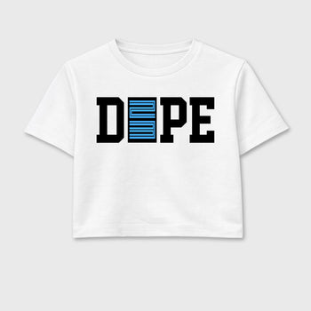 Sneaker outfits graphic tee – Sneaker Tees To Match Air Jordan 14 University Blue Sneakers – Dope 23 Crop T-Shirt White 2