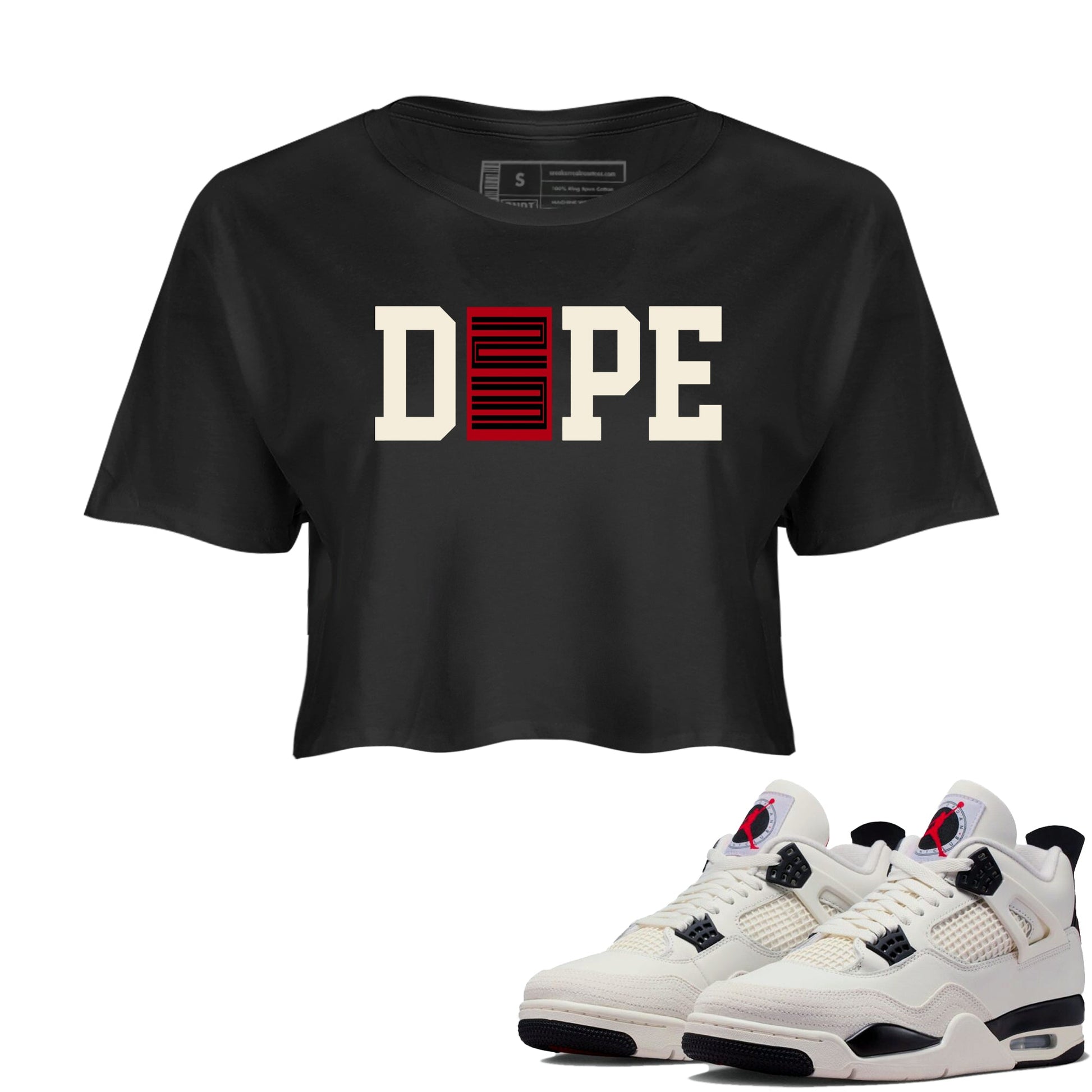Sneaker match tees – Sneaker Tees To Match Air Jordan 4 Flight Club Shoes – Dope 23 Crop T-Shirt Black 1