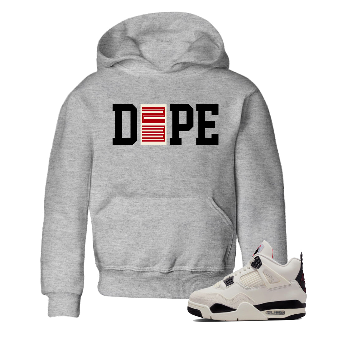 Sneaker match tees – Sneaker Tees To Match Air Jordan 4 Flight Club Shoes – Dope 23 Kids T-Shirt Heather Grey 1