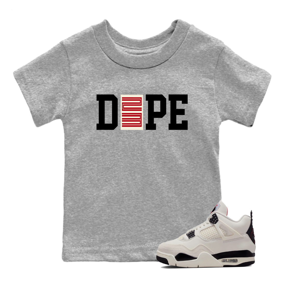 Sneaker match tees – Sneaker Tees To Match Air Jordan 4 Flight Club Shoes – Dope 23 Kids T-Shirt Heather Grey 1