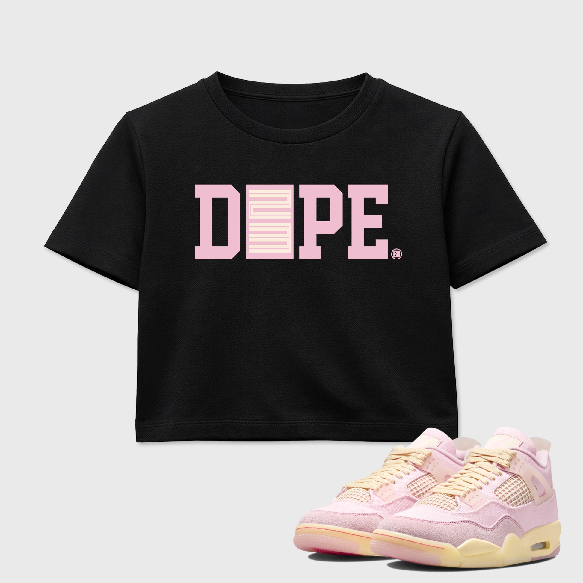 Sneaker match tees – Sneaker Tees To Match Air Jordan 4 Iced Carmine Shoes – Dope 23 Crop T-Shirt Black 1