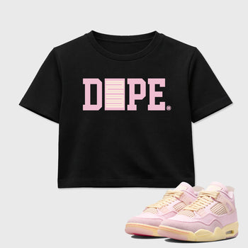 Sneaker match tees – Sneaker Tees To Match Air Jordan 4 Iced Carmine Shoes – Dope 23 Crop T-Shirt Black 1