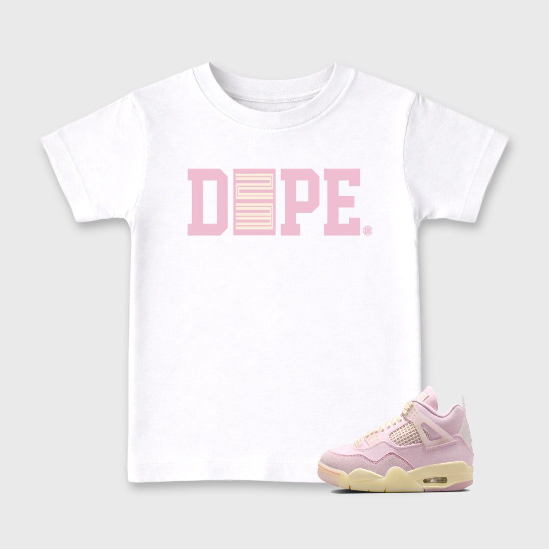 Sneaker match tees – Sneaker Tees To Match Air Jordan 4 Iced Carmine Shoes – Dope 23 Kids T-Shirt White 1