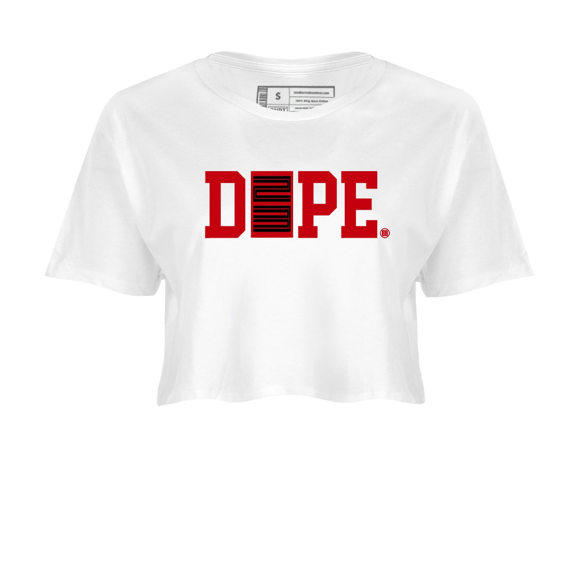 Sneaker match tees – Sneaker Tees To Match Air Jordan 5 Fire Red Shoes – Dope 23 Crop T-Shirt White 2