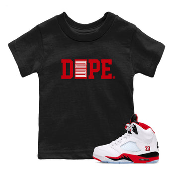 Sneaker match tees – Sneaker Tees To Match Air Jordan 5 Fire Red Shoes – Dope 23 Kids T-Shirt Black 1