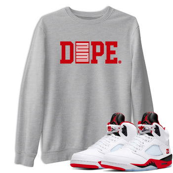 Sneaker match tees – Sneaker Tees To Match Air Jordan 5 Fire Red Shoes – Dope 23 Tee Heather Grey 1