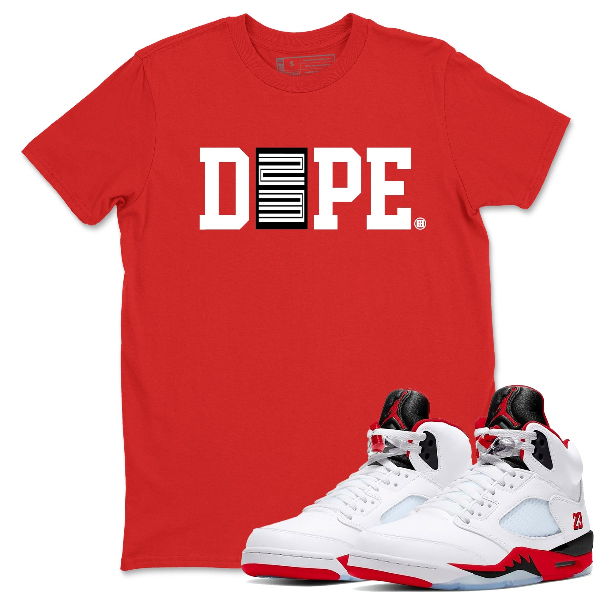 Sneaker match tees – Sneaker Tees To Match Air Jordan 5 Fire Red Shoes – Dope 23 Tee Red 1