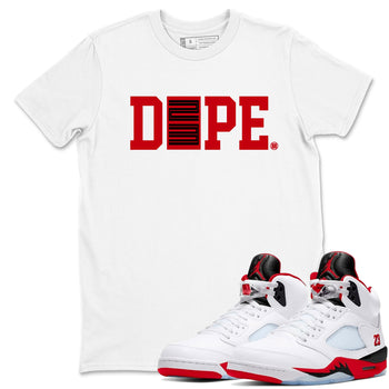 Sneaker match tees – Sneaker Tees To Match Air Jordan 5 Fire Red Shoes – Dope 23 Tee White 1