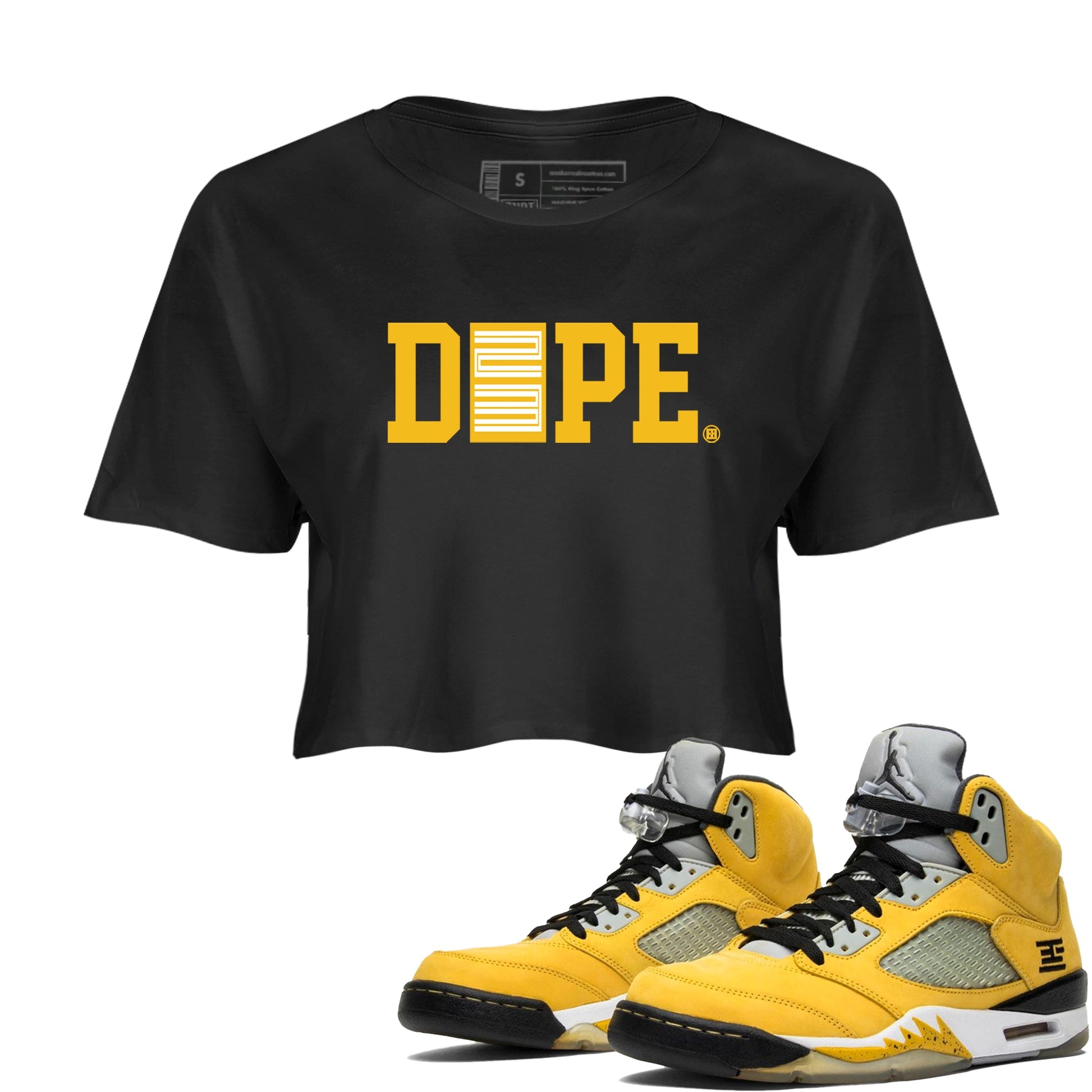 Sneaker match tees – Sneaker Tees To Match Air Jordan 5 Tokyo Shoes – Dope 23 Crop T-Shirt Black 1