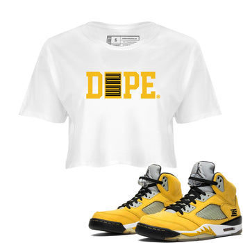 Sneaker match tees – Sneaker Tees To Match Air Jordan 5 Tokyo Shoes – Dope 23 Crop T-Shirt White 1