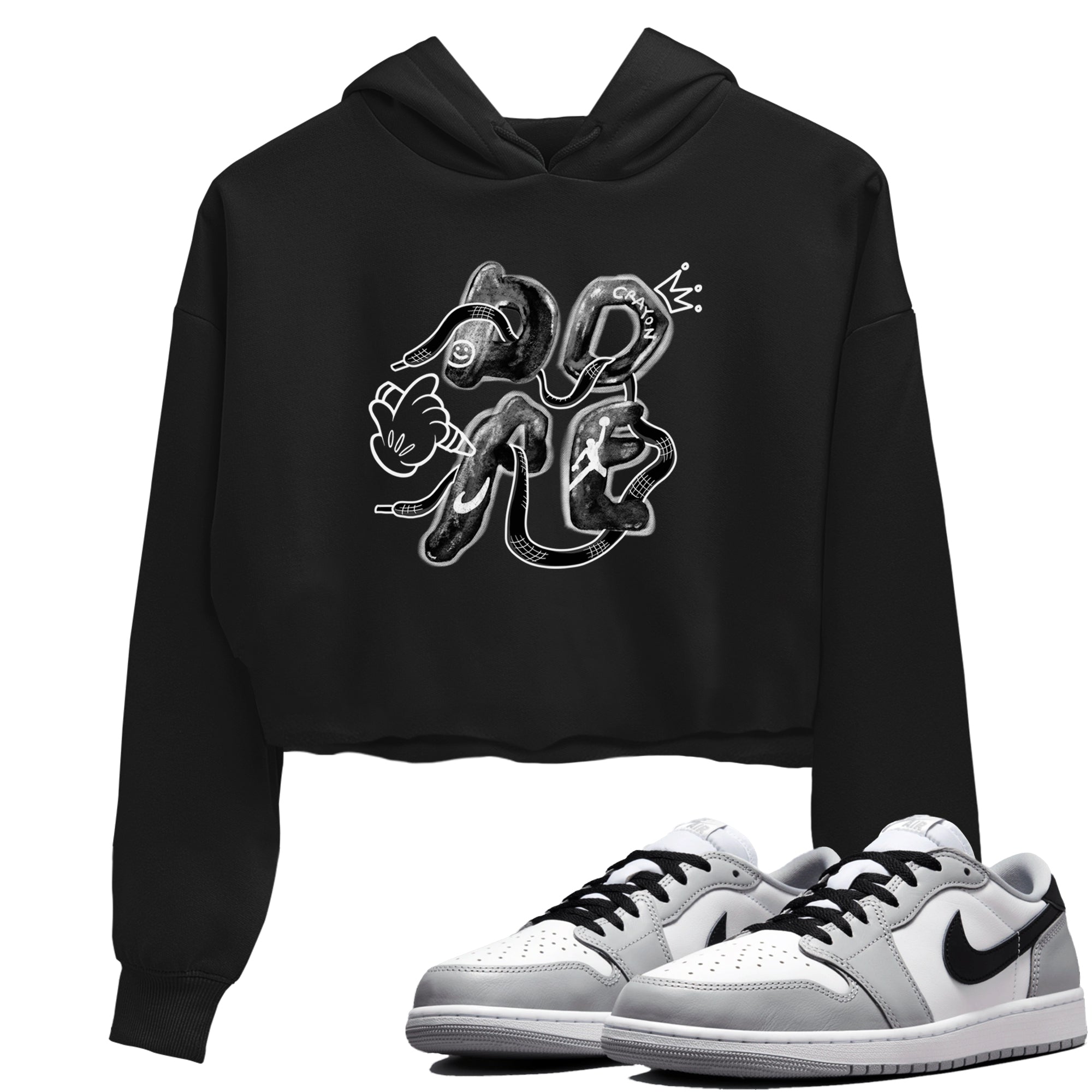 AJ1 Wolf Grey shirts to match jordans Dope sneaker match tees Air Jordan 1 Wolf Grey SNRT Sneaker Tees streetwear brand Black 1 crop tee