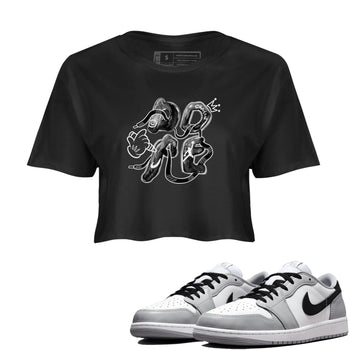 AJ1 Wolf Grey shirts to match jordans Dope sneaker match tees Air Jordan 1 Wolf Grey SNRT Sneaker Tees streetwear brand Black 1 crop tee