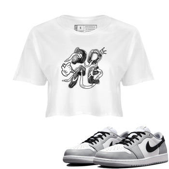 AJ1 Wolf Grey shirts to match jordans Dope sneaker match tees Air Jordan 1 Wolf Grey SNRT Sneaker Tees streetwear brand White 1 crop tee