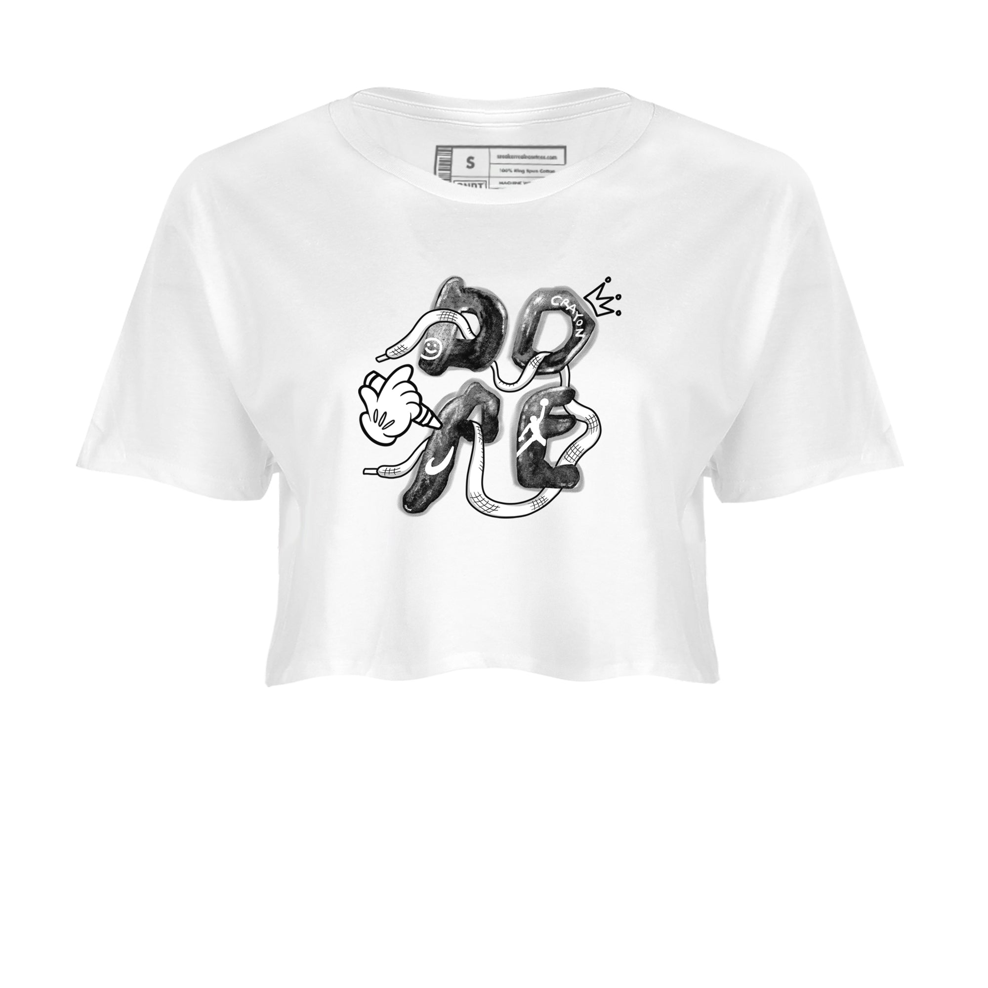 AJ1 Wolf Grey shirts to match jordans Dope sneaker match tees Air Jordan 1 Wolf Grey SNRT Sneaker Tees streetwear brand White 2 crop tee