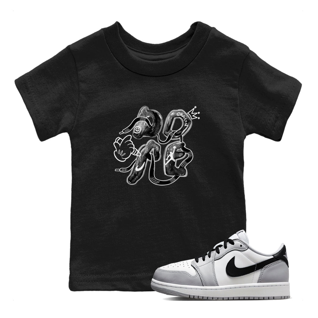 AJ1 Wolf Grey shirts to match jordans Dope sneaker match tees Air Jordan 1 Wolf Grey SNRT Sneaker Tees streetwear brand Baby and Youth Black 1 cotton tee