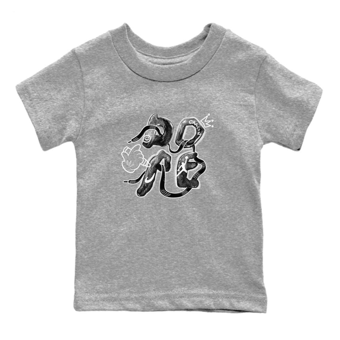 AJ1 Wolf Grey shirts to match jordans Dope sneaker match tees Air Jordan 1 Wolf Grey SNRT Sneaker Tees streetwear brand Baby and Youth Heather Grey 2 cotton tee
