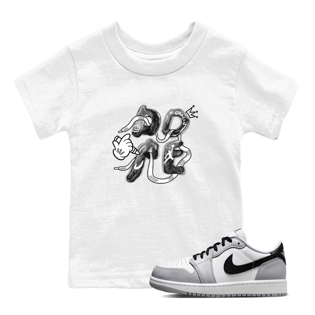 AJ1 Wolf Grey shirts to match jordans Dope sneaker match tees Air Jordan 1 Wolf Grey SNRT Sneaker Tees streetwear brand Baby and Youth White 1 cotton tee