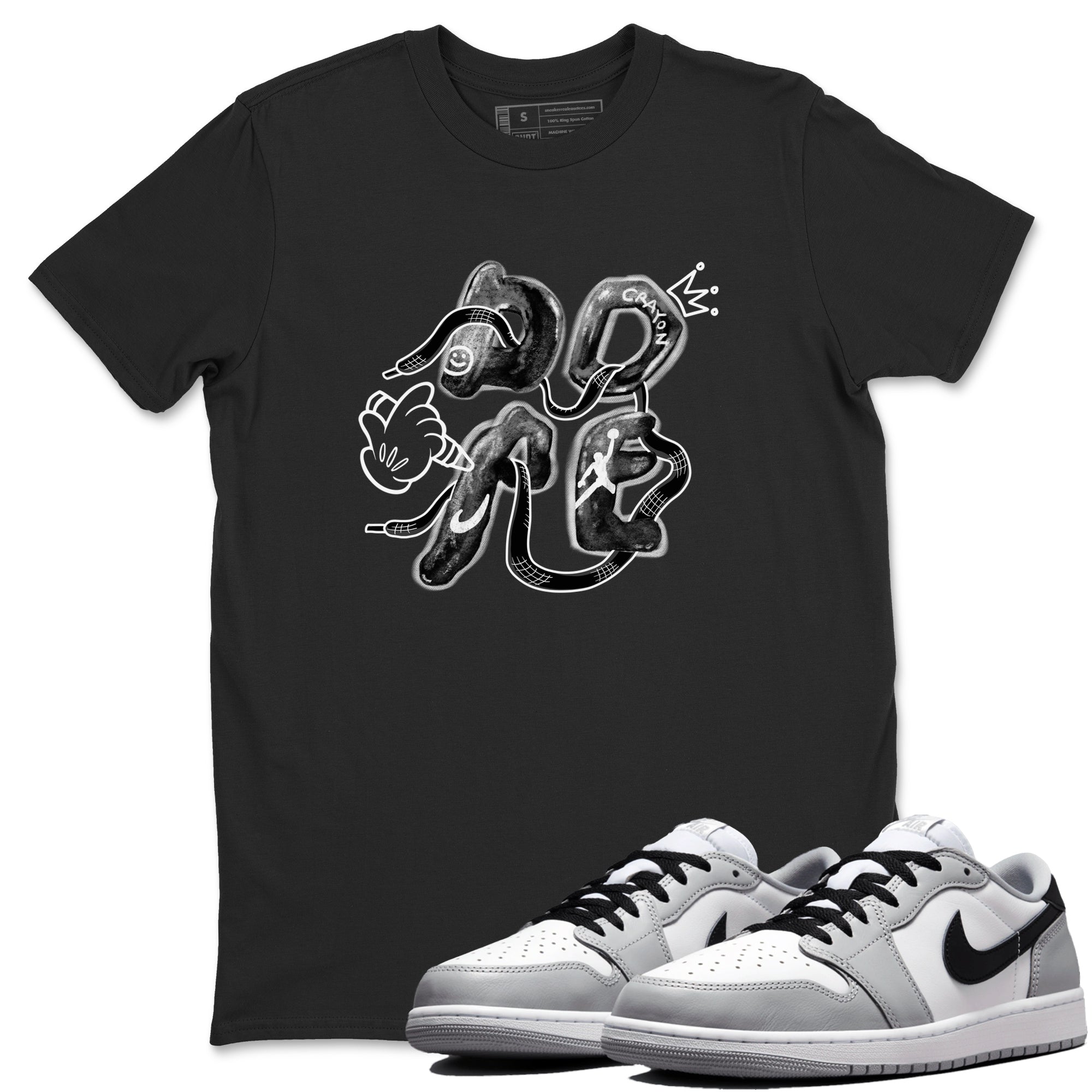 AJ1 Wolf Grey shirts to match jordans Dope sneaker match tees Air Jordan 1 Wolf Grey SNRT Sneaker Tees streetwear brand Black 1 unisex cotton tee