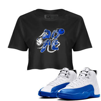 12s Blueberry shirts to match jordans Dope sneaker match tees Air Jordan 12 Blueberry SNRT Sneaker Release Tees unisex cotton Black 1 Crop Shirts